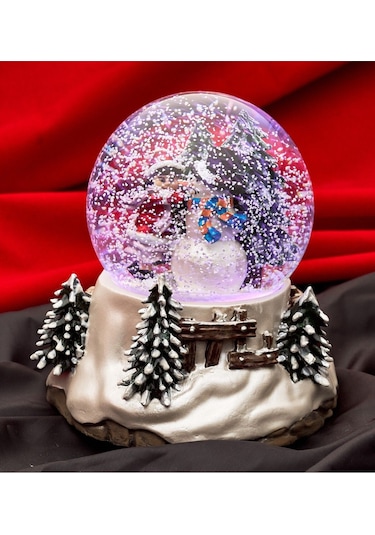 El Boyaması,müzikli Ve Kendinden Üflemeli, Kardan Adam Yapan Kız. Büyük Noel Kar Küresi.