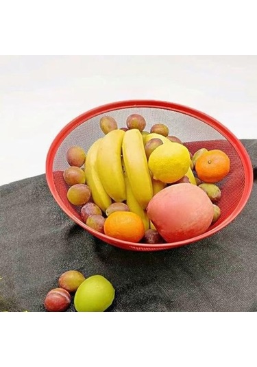 Pazly Kırmızı Metal Meyve Sepeti Sebze Havzası Taşınabilir Çok Fonksiyonlu 28x24cm Mutfak Yemek Örtüsü Kırmızı