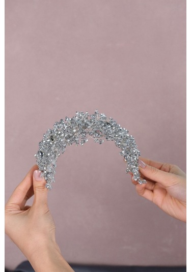 FdayAksesuar Kadın En Güzel Gelinlere Özel Barbara Kristal Boncuklu Gelin Saç Aksesuarı FRDY31660