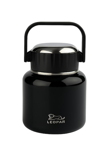 Çelik Mama Termosu Sıcak Veya Soğuk Yiyecekler İçin Öğle Yemeği Termosu 500 Ml Siyah