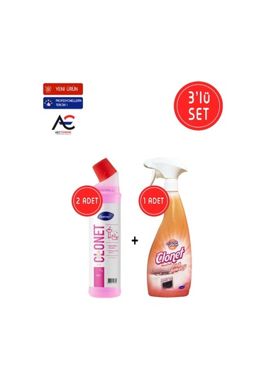 Clonet Temizlik Paketi Mutfak Temizleyici 750 ML + Banyo Ve Kireç Çözücü 2 x 750 ML