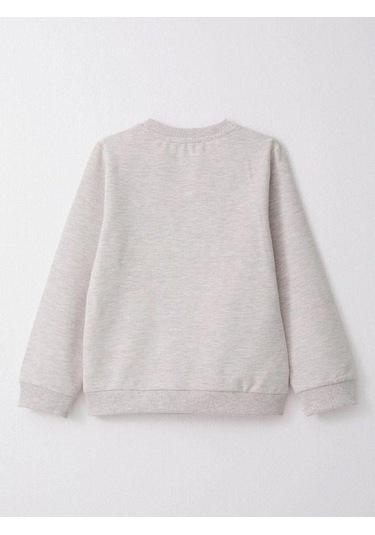 Kız Çocuk Çiçek Desenli Pamuklu Eşofman Takım-14584 Gri