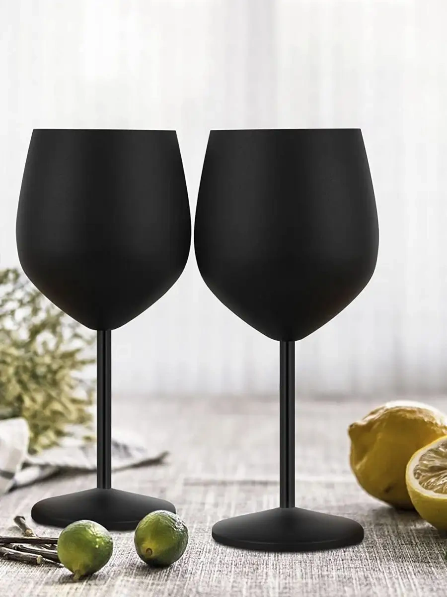 Black Drop 500 Ml Mat Paslanmaz Çelik Şarap Kadehi 130808767 Siyah Mat