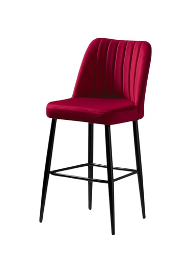 Ada Bar Sandalye - Babyface Bordo - Metal Siyah Ayak 2 Adet Bordo