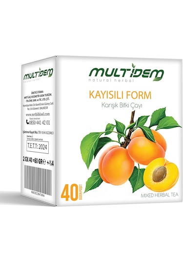 Multidem Kaysılı Form Çayı Bardak Poşet  40'lı 2G*40