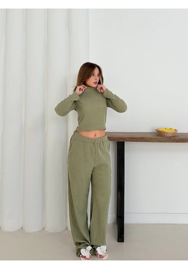 Balıkçı Yaka Örme Takım Mint St265865 Mint