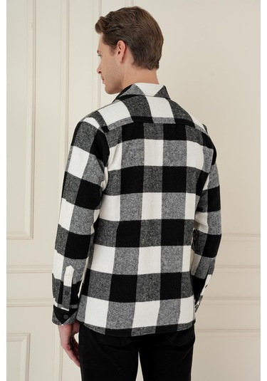 G 1579 Slim Fit Siyah-beyaz Klasik Gömlek Siyah - Beyaz