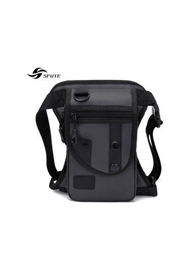 Youtek Siyah Deri Filmi Outdoor Çok Amaçlı Bacak Çantası - Bisiklet, Taktik, Spor, Luya Balıkçılığı - 20l Altı Siyah