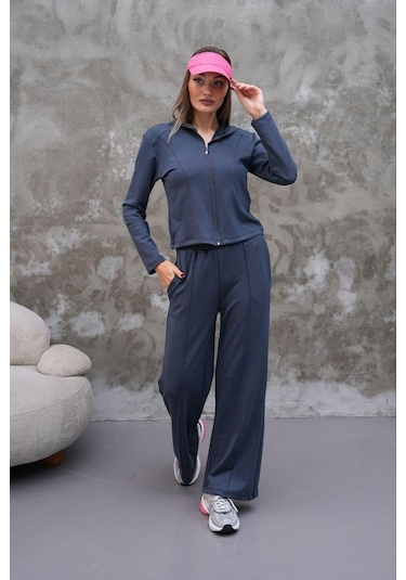 Elaxi Modal Kumaş Slim Fit Kapüşonlu İkili Takım Antrasit