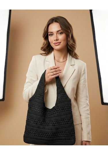 Luxetıque Kadın Plaj Çanta Model:xc19 Ekru
