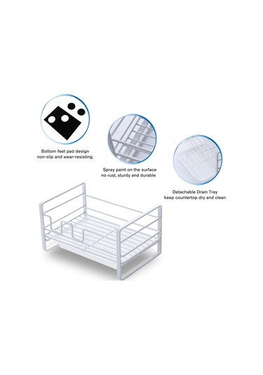 Ruicoo Beyaz Demir Sponge Rakusu - Mutfak Lavabo Sulama Tüpü, Banyo Sabunu Ve Fırça Depolama İçin Mini Sıvı Akıtıcı Rak Beyaz