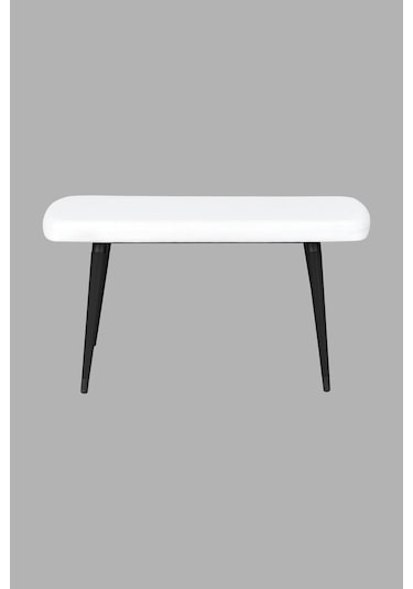 Vilinze Eames Ahşap Ayak Deri Mutfak Masası Bankı Beyaz