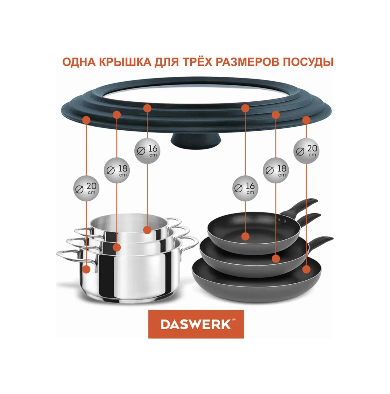 Daswerk 16-18-20 Cm Tava İçin Evrensel Silikon Kapak 41655778 Diğer