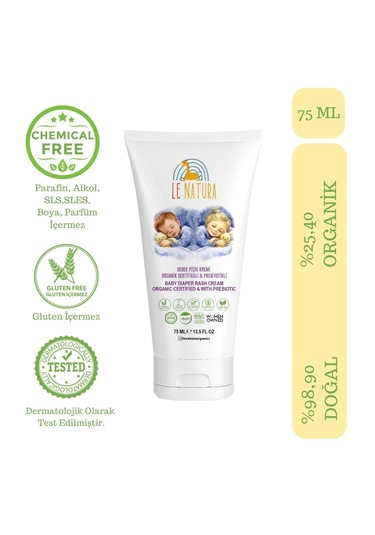 Le Natura Organik Vegan ve Prebiyotikli Bebek Pişik Kremi 75 ML