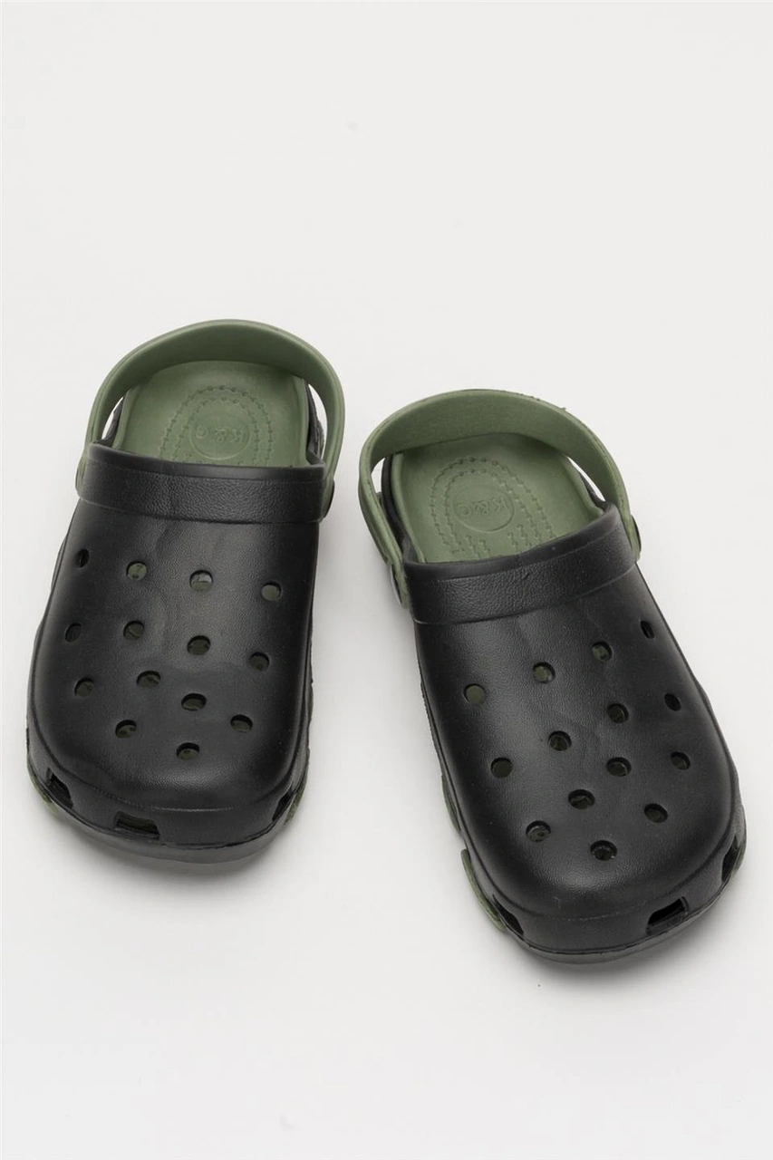 Unisex Çift Tabanlı Ortopedik Hemşire Doktor Aşçı Laboratuvar Deniz Havuz Terliği Sandalet Siyah - Yeşil Siyah - Yeşil