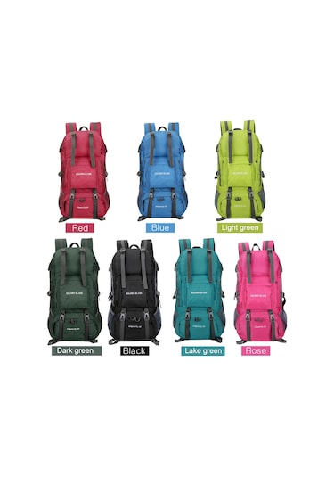 Yaleker 50l Siyah Dışarıda Yürüyüş, Dağcılık Ve Seyahat İçin Su Geçirmez Nilon Çift Omuzlu Sırt Çantası Siyah