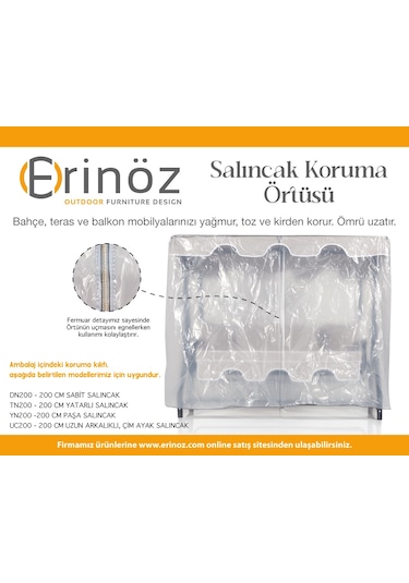 3 Kişilik Salıncak Koruma Örtüsü 210 x 135 x 170 CM Şeffaf