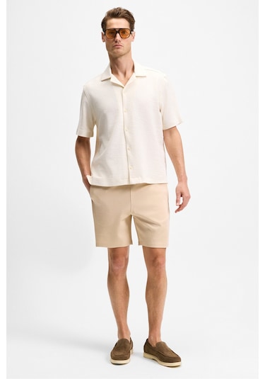 Grimelange TYRONE Erkek Beli Lastikli Arka Tek Cepli Relaxed Fit Bej Şort