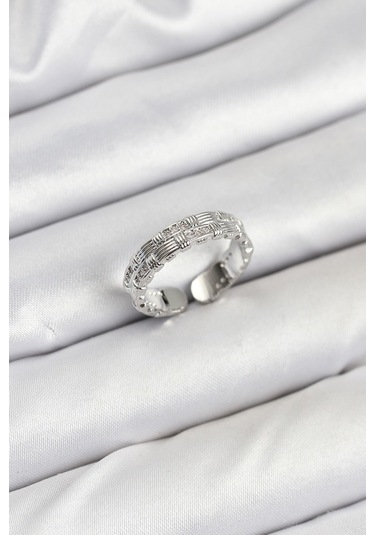 Pirinç Gümüş Renk Zirkon Taşlı Sırım Kadın Yüzük Çok Renkli