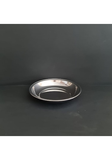 12 Adet 430 Kalite Paslanmaz Çelik Paça Yemek Tabağı 20 Cm Derinlik 3 Cm Gümüş