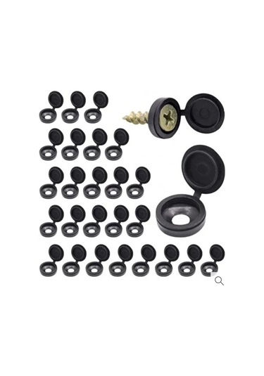 100 Adet Menteşeli Siyah Plastik Vida Kapağı, Vida Gizleme Kapağı