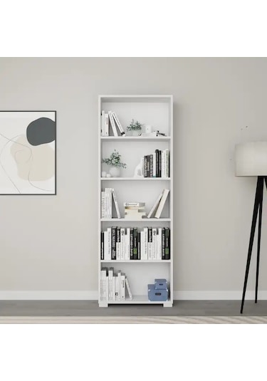 Lucas Serisi Mat Beyaz 5 Raflı Kitaplık Beyaz