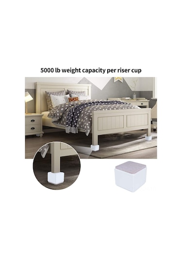 Qingmipy Masa Dolap Koltuk Yüksekliği Artırıcı Ayaklıklar - Kare 4 Adet 60x52mm Beyaz - Karbon Çelik Temel - Temizlik Ve Depolama Alanı Artırıcı