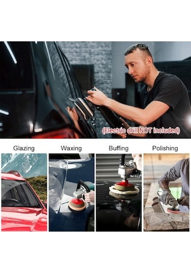 Pazly 11 Parça 5 Araba Cila Pedi Set, Köpüklü Sünger, Yün Kapak, Renkli, Kullanışlı Temizlik Kit