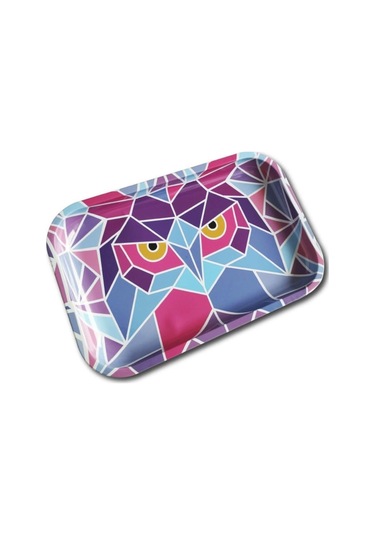 Büyük Metal Tepsi Psikedelik Beyaz