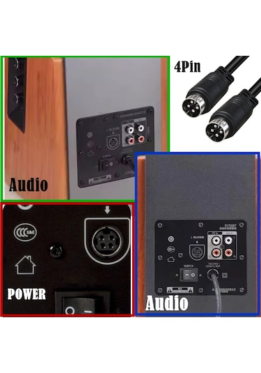 Md Dın 4 Pin Erkek - Erkek Ac / Dc Güç Ses Adaptörü Kablosu, Uzunluk: 5m Siyah