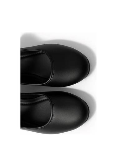 Günlük Bej Kadın Babet Oval Burun Tokalı Sade Kemer Kısa Topuklu Ev İş Ofis Hafif Ayakkabı 210 Siyah