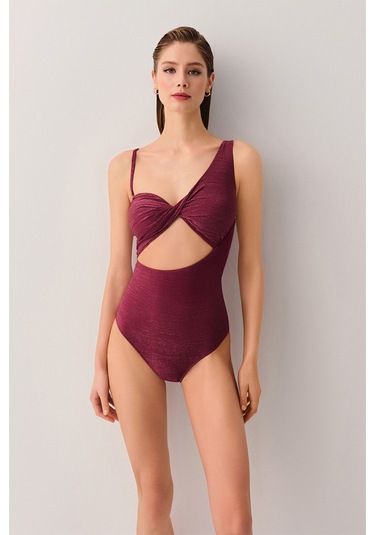 Suwen Jenny Tek Omuz Mayo Sb2549013891389 Parlak Mor