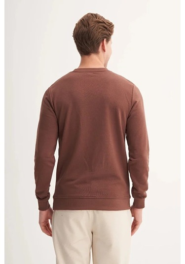 Cazador Slim Fit Mevsimlik 3 İplik Pamuk Karışımlı Sweatshirt-54185 Kahverengi