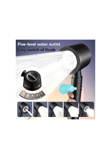 Fastbuy Challenger 5 Ayarlı Filtreli Lüks Gümüş Duş Başlığı, Banyo Nozulu Ve Aksesuarları Keyifli Yıldız