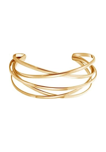 Geeroyoo Beş Çizgili Metal Delikli Bileklik - Altın Renk, Hafif Ve Şık Aksesuar Gold