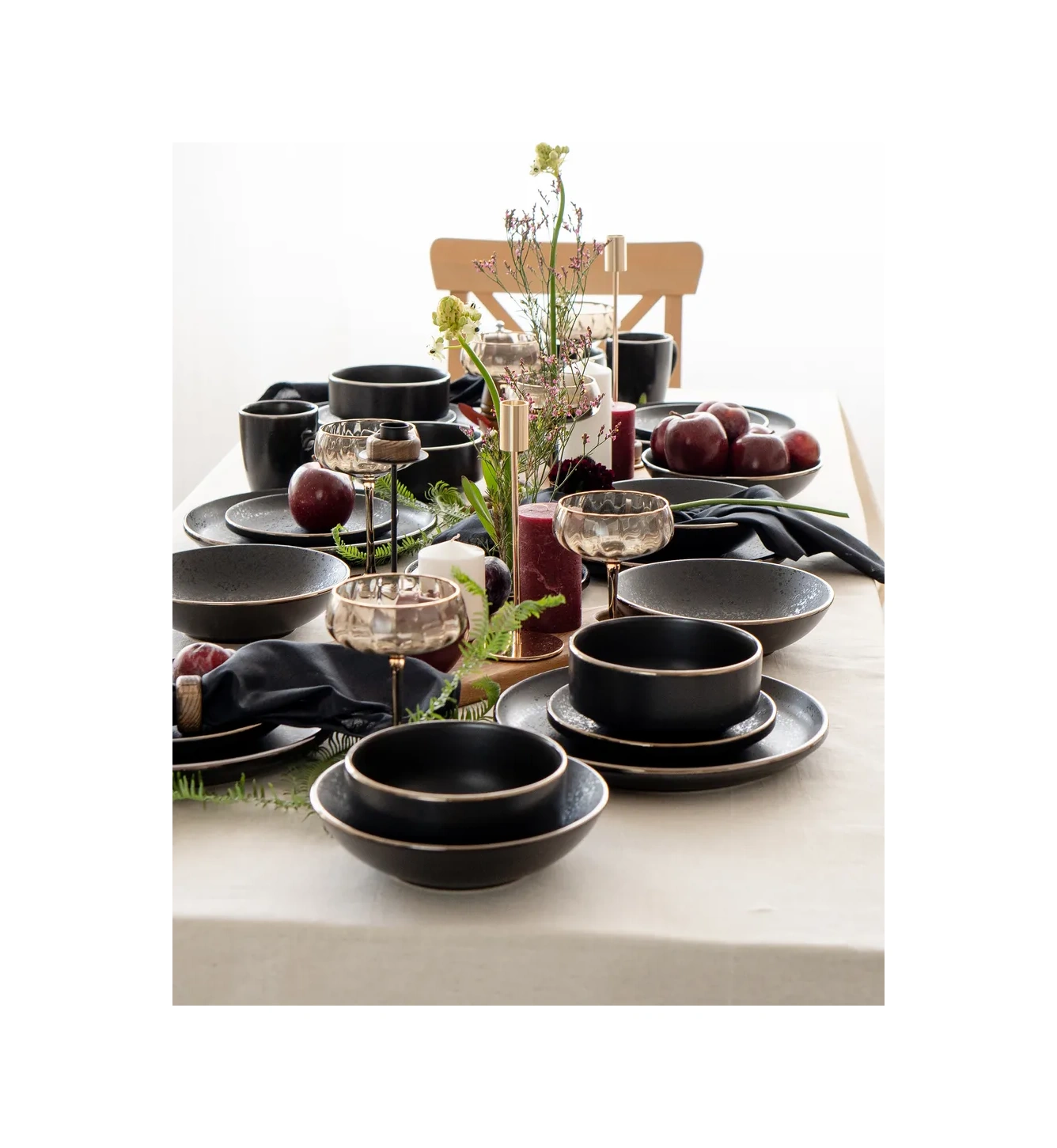 Korall Elite Black Çiftlü 350ml Seramik Çift Çay Bardağı Seti 37237170 Siyah