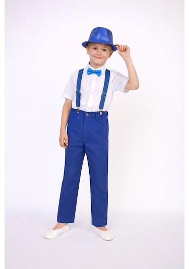 Dıgıl Kids Erkek Çocuk Takım Askı Papyon Gömlek Pantalon Mavi