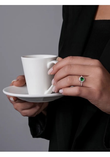 Lucente 925 Ayar Gümüş Taşlı Yüzük 158702307 Yeşil