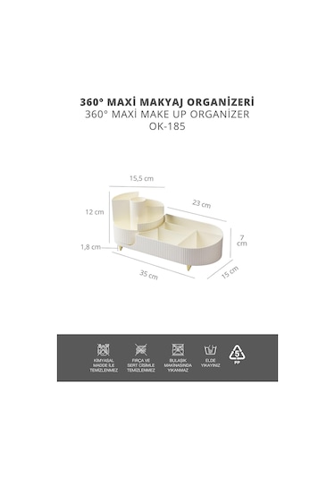 Okyanus Home 360 Dönebilen Maxi Makyaj Organizeri Bej Bej