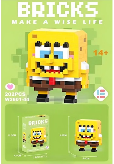 Bricks Sünger Bob Ve Patrick 2'li Figür 3d Yapboz Puzzle Yapı Taş