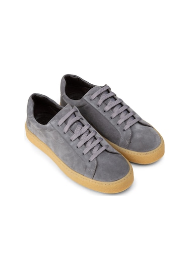 Deery Erkek Gri Hakiki Süet Sneaker Ayakkabı - 02018mgrıc04