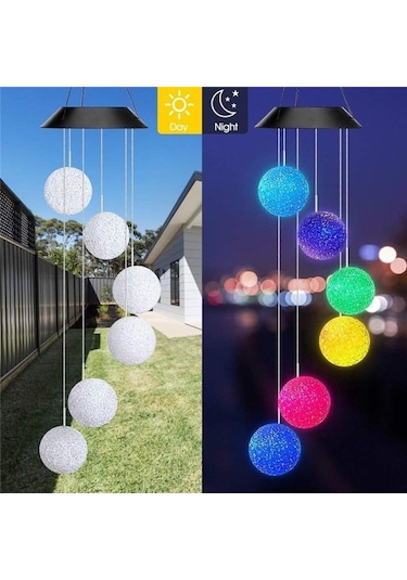 Jms Yaratıcı Led Güneş Rüzgar Ahenge Asılı Işık Renk Değiştirme Su Geçirmez Dekorasyon Ball Light Diğer
