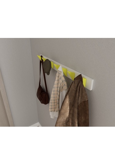 Hepsi3boyutlu Modern Duvar & Kapı Kanca Askılık - 7 Adet Sarı Kanca Askılık - Model No : 5 Sarı
