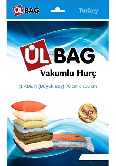 1 Adet Büyük Boy 70 Cm X 100 Cm - Vakumlu Hurç - Vakumlu Poşet Elbise, Battaniye Şeffaf