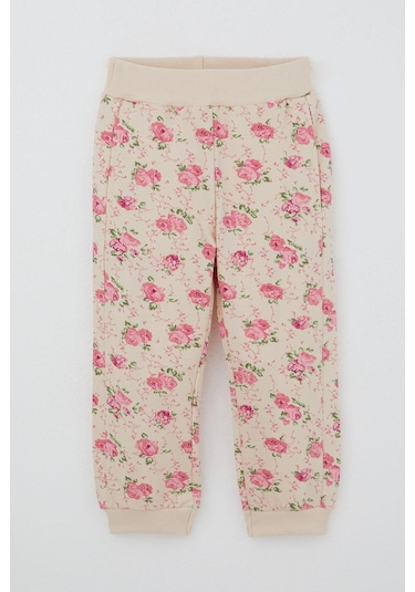 Breeze Kız Çocuk Eşofman Takımı Çiçek Desenli Kapüşonlu 1.5-5 Yaş, Krem Krem