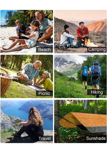 210 X 200cm Piknik Örtüsü Ekstra Büyük Su Geçirmez Plaj Matı - Turuncu Diğer