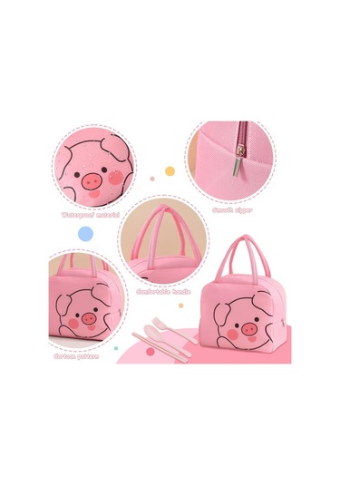 Karikatür Domuz Öğle Yemeği Çantası Sevimli Öğle Yemeği Çantası Taşınabilir Öğle Yemeği Kutusu Büyük Öğle Yemeği Çantası Su Geçirmez Yalıtımlı Öğle Yemeği Çantası Diğer