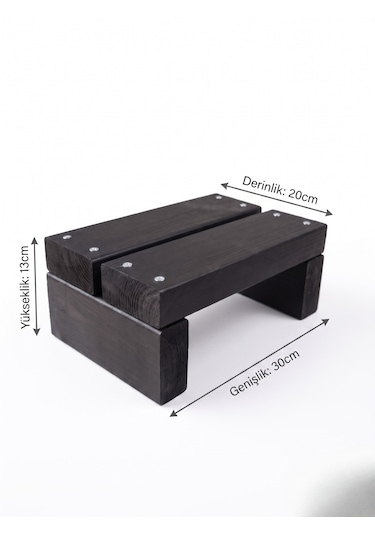 Nest Woodtr Doğal Ahşap Tek Katlı Basamak Tabure Yükseltici 30x25x15cm 1adet Siyah - Siyah