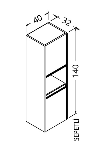 Begonya Çamaşır Sepetli Boy Dolabı Beyaz