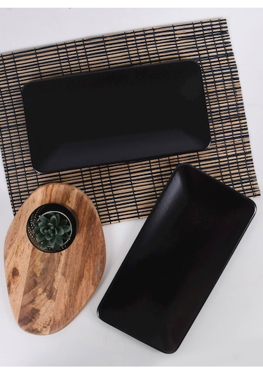 Keramika Mat Siyah Siera Kayık Tabak 33 Cm 2 Adet